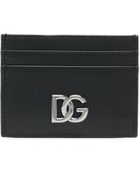 Herren Accessoires Portemonnaies und Kartenetuis Dolce & Gabbana Leder Kartenetui mit Logo-Schild in Braun für Herren 