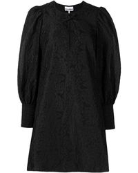 Ganni Jacquard Organza Mini-dress - Black