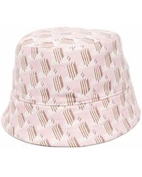 Lanvin Light Pink And Beige Reversible Logo-embroidered Bucket Hat