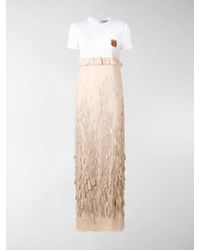 Prada Embroidered Chiffon Dress - White