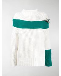 Sacai Paneled Zip Sweater - White