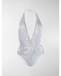 Oséree Sequinned Halterneck Swimsuit - Metallic