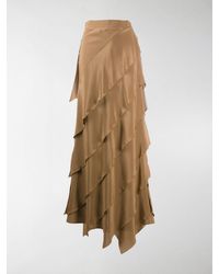 Max Mara Asymmetric Ruffled Maxi Skirt - Brown