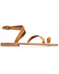K. Jacques Toe-strap Leather Sandals - Brown