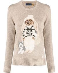 Polo Ralph Lauren Polo Bear Intarsia-knit Sweater - Natural