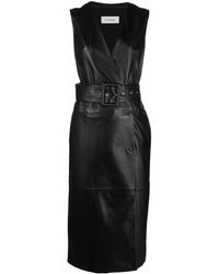 Sportmax Wrap-front Leather Dress - Black