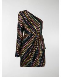 Self-Portrait Asymmetrisches Minikleid mit Pailletten - Schwarz