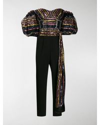 Self-Portrait Jumpsuit mit Pailletten - Schwarz