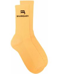 Balenciaga Logo-print Socks - Orange