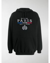 Balenciaga Embroidered Fleece-back Cotton-jersey Hoodie - Black