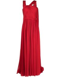 Elie Saab Draped Silk Gown - Red