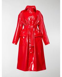 Balenciaga Patent Leather Trench Coat - Red