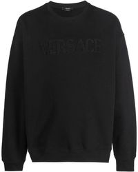 Versace Greek Cotton Sweatshirt in Black for Men Mens Clothing Activewear gym and workout clothes Sweatshirts 