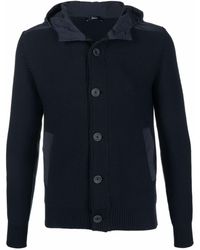 Herno Button-up Hooded Jumper - Blue