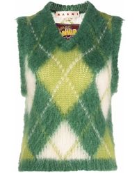 Marni Argyle-pattern Vest - Green