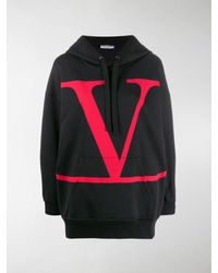 Valentino Vlogo Print Hoodie - Black