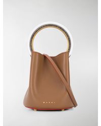 Marni Borsa a secchiello Panier con manici a contrasto - Marrone