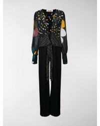Diane von Furstenberg Eclipse Dot Pattern Jumpsuit - Black