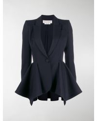 Alexander McQueen Draped Single-buttoned Blazer - Blue
