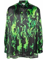 Vetements Smoke-print Long-sleeved Shirt - Green