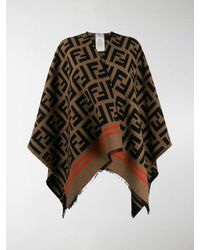 Fendi Ff Logo Poncho - Brown