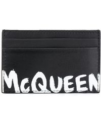 Alexander McQueen Kartenetui mit McQueen-Logo als Graffiti - Schwarz