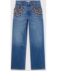 Stella McCartney - Crystal-embellished Straight-leg Jeans - Lyst
