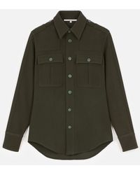 Stella McCartney Manteau en flanelle de laine - Vert