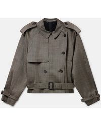 Stella McCartney - Cropped Checked Wool Trench Jacket - Lyst