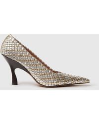 Stella McCartney - Elsa Woven Metallic Kitten Heel Pump - Lyst