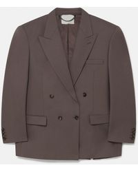 Stella McCartney - Oversized Double-Breasted Blazer, , Taupe - Lyst