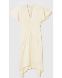 Stella McCartney - V-Neck Short-Sleeve Satin Midi Dress - Lyst