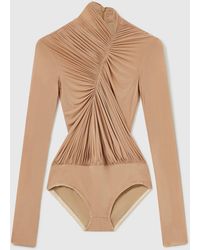 Stella McCartney - Crepe Jersey Draped Bodysuit - Lyst