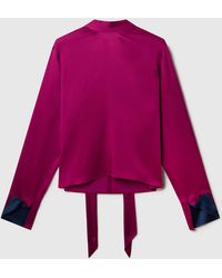 Stella McCartney - Tie-back High-neck Satin Top - Lyst