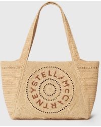 Stella McCartney - Logo Raffia Medium Tote Bag - Lyst