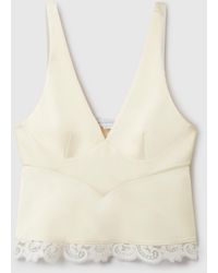 Stella McCartney - Lace-trim V-neck Top - Lyst