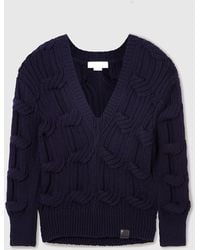 Stella McCartney - Falabella Cable-Knit V-Neck Jumper - Lyst