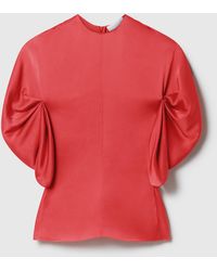 Stella McCartney - Puff-Sleeve Satin Top - Lyst