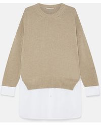 Stella McCartney - Shirting Details Long Sleeve Sweater, , Sandy - Lyst