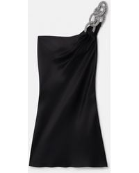 Stella McCartney - Falabella Crystal Chain Double Satin One-Shoulder Mini Dress - Lyst