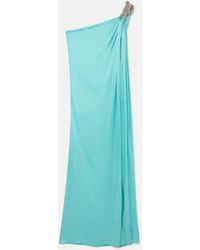 Stella McCartney - Falabella Crystal Chain Double Satin One-shoulder Gown - Lyst