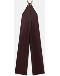 Stella McCartney - Chain Halterneck Satin Jumpsuit - Lyst