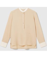 Stella McCartney - Contrast Panel Grandfather Collar Shirt - Lyst