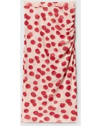 Stella McCartney - Raspberry Print Mesh Midi Skirt - Lyst