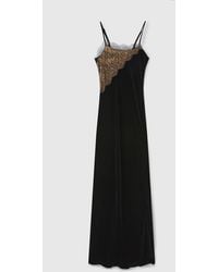 Stella McCartney - Lace Detail Velvet Maxi Dress - Lyst