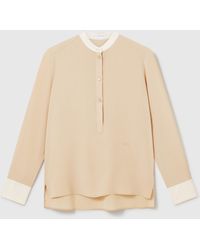 Stella McCartney - Contrast Panel Grandfather Collar Shirt - Lyst