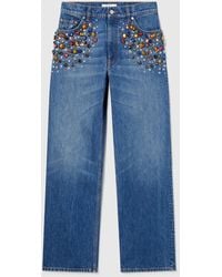 Stella McCartney - Crystal-embellished Straight-leg Jeans - Lyst