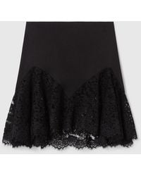 Stella McCartney - Lace-trimmed Satin Skirt - Lyst