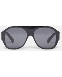 Stella McCartney - Logo Chunky Aviator Sunglasses, , Shiny - Lyst