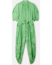 Stella McCartney Falabella Print Silk Jacquard Jumpsuit - Green